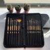 15 Piece Natural Bamboo Artist Brush Set With Pop Up Storage Case - Image 5